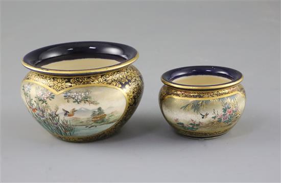 Two graduated Japanese Satsuma pottery bowls, by Kinkozan, Meiji period, Diam.9cm and 6.5cm